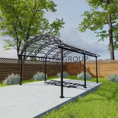 Арочный навес прозрачного цвета, монолитный поликарбонат 4500*8000